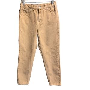 Topshop Mom Jeans Woman’s W30/L25 RN125149, Tan Color Denim Pants Made In Turkey